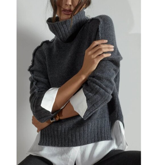 Brochu Walker The Jolie Fringe Layered Looker Sweater Size Medium - Picture 3 of 11